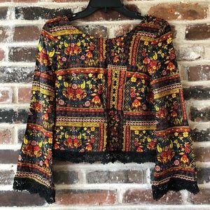 H&M - Floral Fall Color Long Bell Sleeve Top